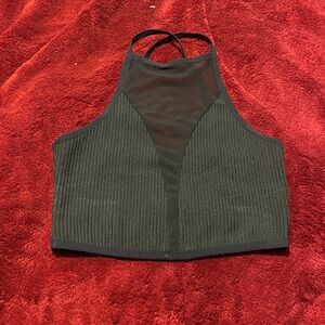 Black Sheer Halter Crop Top